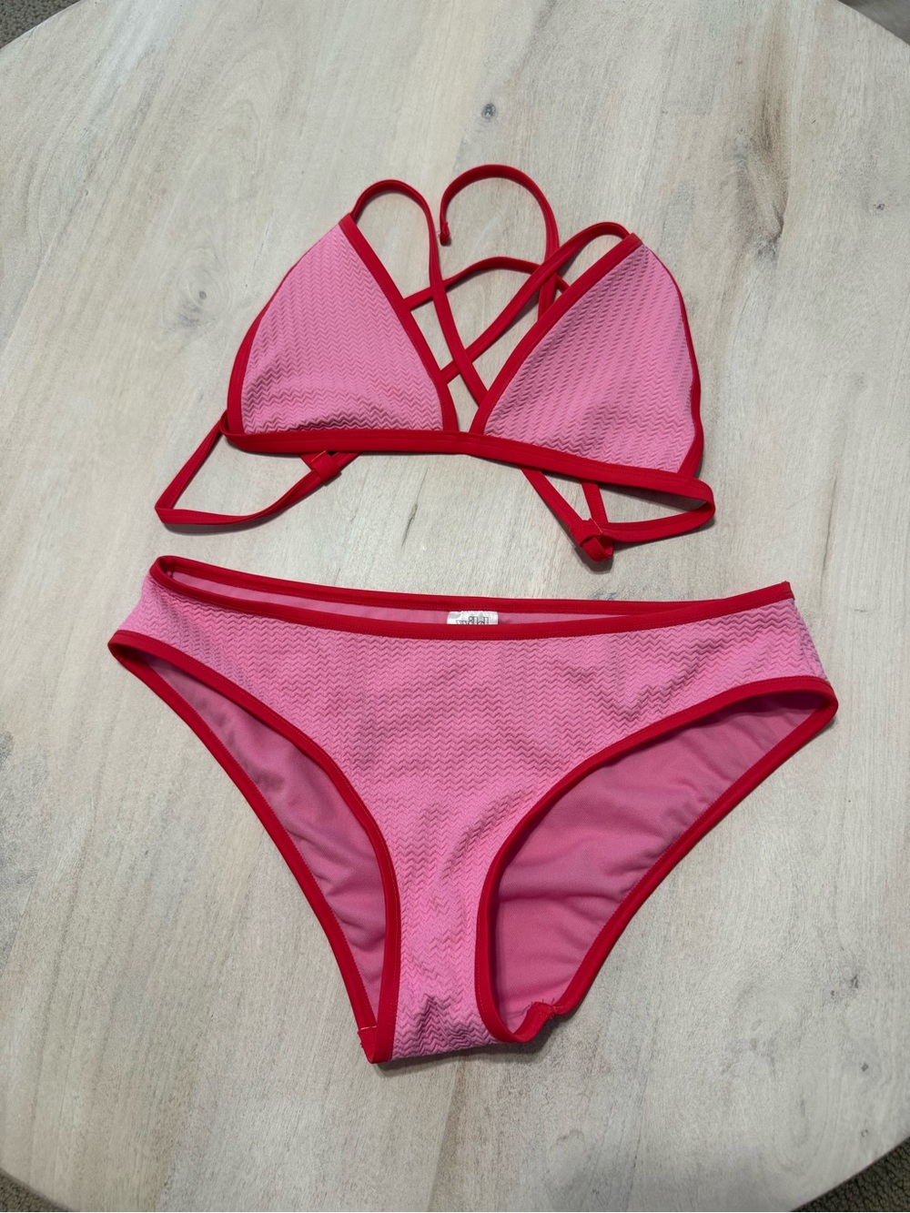 wild fable Pink and Red Strappy Bikini Set